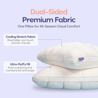 Mellow Sleep | Mellow Puff Pillow – Soft Quilted Puff Grid Design Pillow, Fluffy Plush Bed Pillow with Cloud like Comfort, Breathable Support Pillow for Side, Back & Stomach Sleepers, Cozy Bed Pillow for Better Sleep