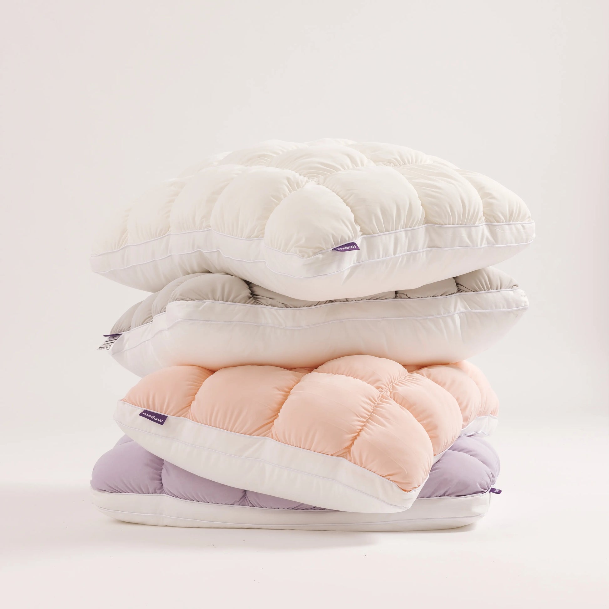 Mellow Sleep | Mellow Puff Pillow – Soft Quilted Puff Grid Design Pillow, Fluffy Plush Bed Pillow with Cloud like Comfort, Breathable Support Pillow for Side, Back & Stomach Sleepers, Cozy Bed Pillow for Better Sleep