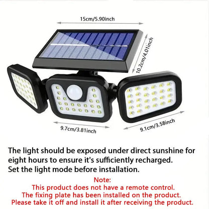 Waterproof Solar Garden Wall Light, 1/2/3 Counts Outdoor Solar Lamp with 3 Lighting Modes, Pathway Light with Motioning Sensor Detector for Garden, Backyard, Solar Garden Lights