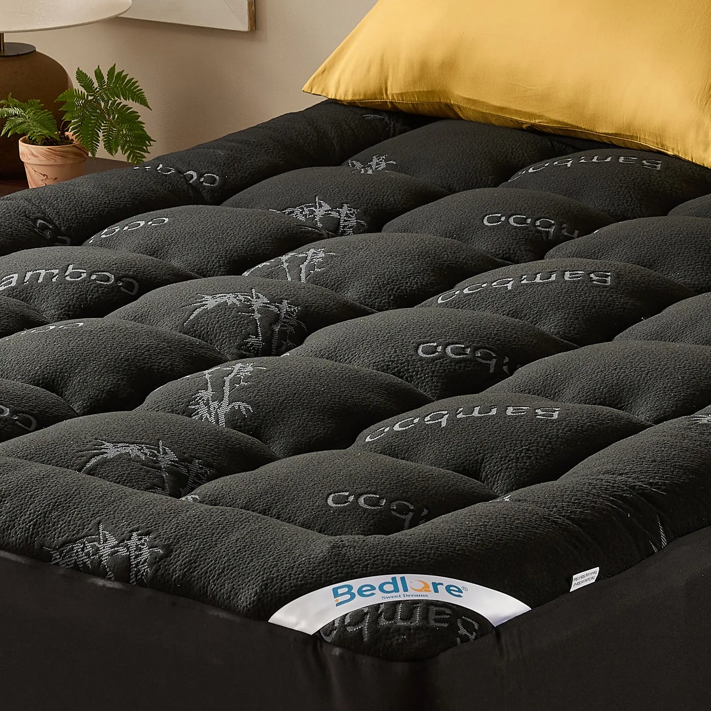 【Bedlore】Bamboo Cooling Mattress Topper with Fitted Sheet, Thick Luxury Comfort Layer, Breathable & Soft on Skin, Deep Pocket Design, Machine Washable, Ideal for Bedroom & Home Use Homeessentials